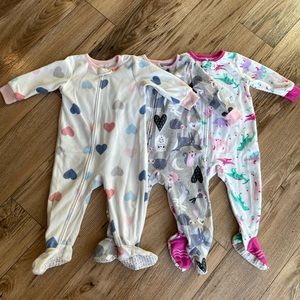 Carter Baby Girl Fleece Pajama Bundle - 12 months